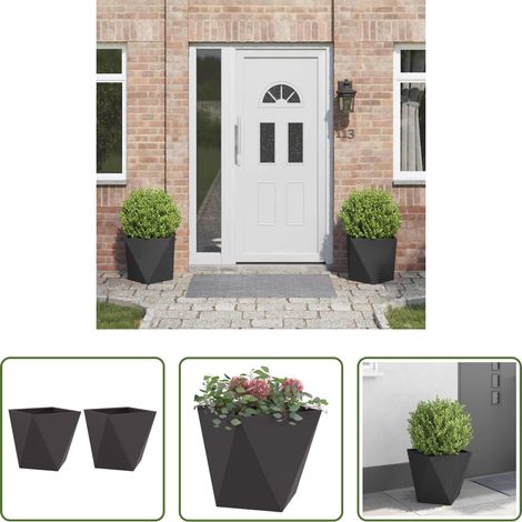 Terrassenpflanzer - Pflanzkübel 2 pcs Schwarz 40 x 40 x 40 cm Stahl (1/5)