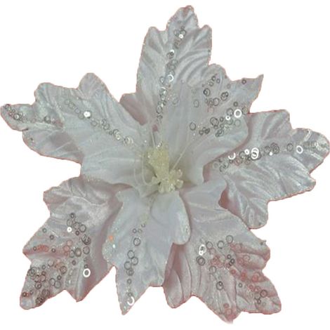 Decorazioni natalizie addobbi per Albero di Natale Fiore Stella Bianco Rosso ghirlande casa negozi vetrine cm 55 grande - colorigenerali: BIANCO - PEZZI: 9 PEZZI
