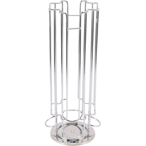 Porte-capsules café pour 24 dosettes, tourniquet rotatif à 360°, présentoir de rangement, argent (1/5)