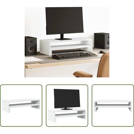 Support écran blanc - Support de moniteur blanc 54x22x15 cm bois d'ingénierie (1/5)
