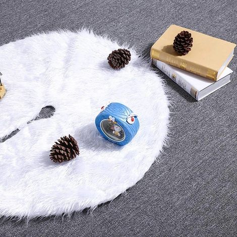Tapis de sapin de Noël blanc rond en peluche, grande couverture pour le pied du sapin, décoration de sapin de Noël (1/4)