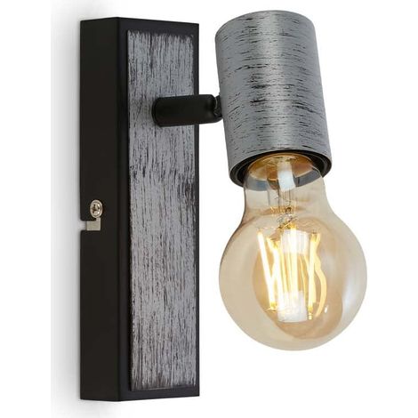 Applique murale vintage, spot mural orientable, lampe murale, 1x E27 douille, Silver-Crafted, 165x50x110 mm (1/5)