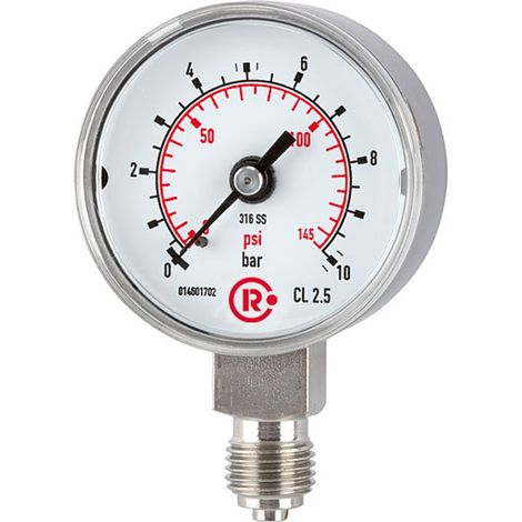 Riegler Standardmanometer, CrNi-Stahl, G 1/4 unten, 0 - 60,0 bar, Ø 40 (1/2)
