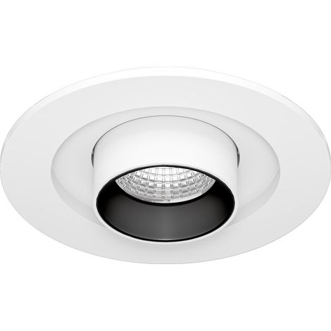 Mini spot encastré LED Oxo R 6W 42° avec sélecteur de température 2700K/3200K/4000K Blanc mat - Orientable et rétractable - Beneito & Faure
