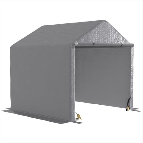 Abri de jardin 200 x 200 x 195 cm gris avec porte zippée (1/5)