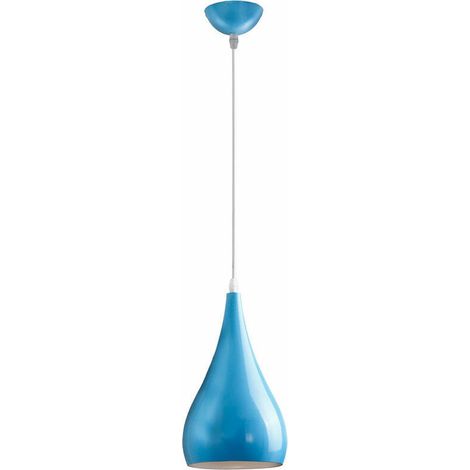 Lampada a sospensione da soffitto 100-240 V max. 40 W con attacco E27, design semplice, compatto e moderno, ideale per ristoranti, soggiorni, bar, negozi, camere da letto e librerie, colore blu (1/4)