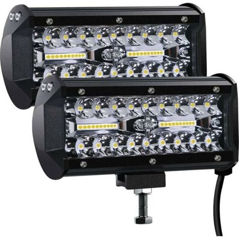 Phare de travail LED 12V 400W – 27,000 lumens – Étanche IP67 – Aluminium moulé – Pour camions, SUV, bateaux (lot de 2) - 000lm (1/4)
