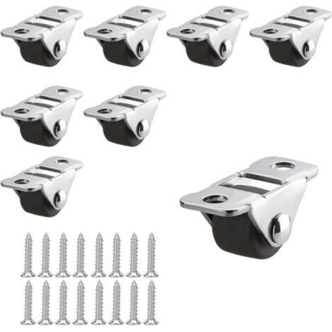 Set mit 8 Mini-Möbelrollen aus geräuscharmem Gummi, 12 mm (0,5 Zoll) – braune Gummiräder, Metallplatte, Tragkraft 10 kg, ideal für kleine Möbel (1/4)
