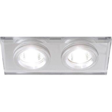 Support Double Encastrable Verre et Chrome pour Ampoule LED GU10 + Douille - SILUMEN