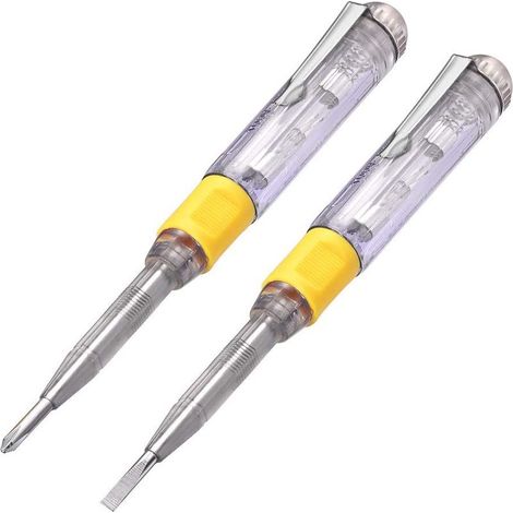 Testeur de Tension Testeur de Secteur Tournevis Électrique Testeur Stylo Électrique Testeur Tension 220v Tournevis à Fente Electrify Détecteur Volt Testeur Électrique 100-500V (Lot de 2) (1/5)