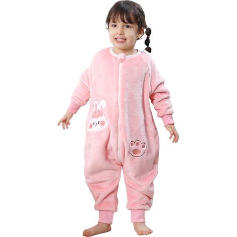 Pyjama-gigoteuse hiver unisexe, manches longues + jambes, doublé chaud, sac de couchage enfant