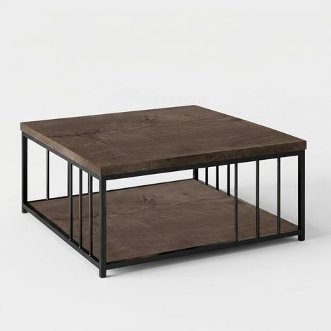 Mesa de centro Kailua Z108, Nogal, 40x90x90cm, Aglomerado laminado, Angular (1/5)
