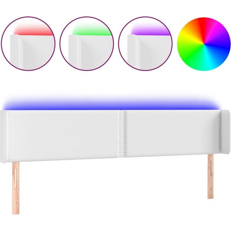 Tête de lit,Panneau décoratif à LED Blanc 203x16x78/88 cm Similicuir CFW6701201 (1/5)