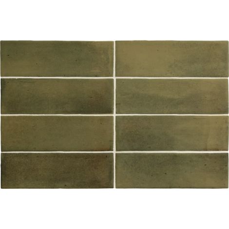 Carrelage sol / mur effet zellige bejmat marocain 5X15 cm vert mate 5X15 cm COCO VERD MATT (vendu par boite de 0,50m2) (1/5)