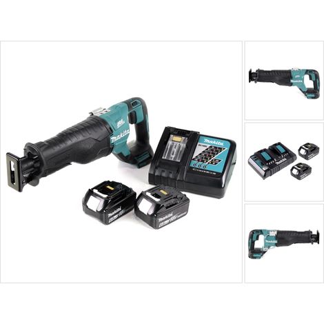 Sierra de sable sin cable Makita DJR 187 18 V sin escobillas + 2 baterías de 6,0 Ah + cargador