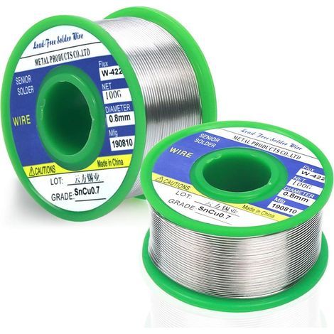 2PCS 0,8 mm Fil à Souder Sans Plomb 200g, Sn 99.3 Cu 0.7 Fil de Soudure avec Noyau de Colophanepour, Soudure Etain pour Soudure Électrique, la Soudure électrique et Bricolage (1/5)