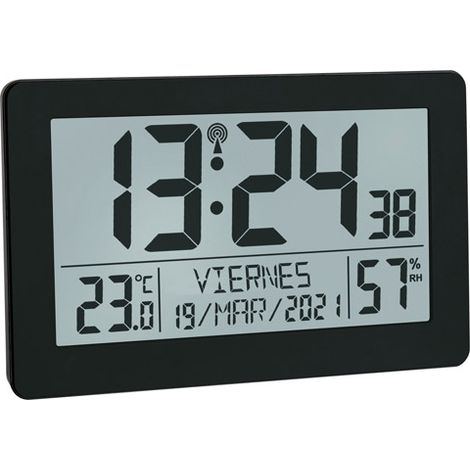 TFA Dostmann 60.2557.01 Despertador digital negro gran pantalla