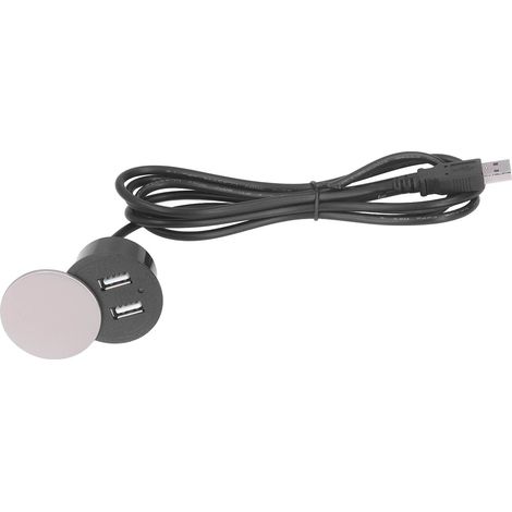 Prise de courant encastrable pour bureau avec 2 ports USB, bloc de charge pour table, canapé, hôtel ou bureau. (1/5)