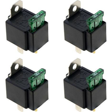 Compatible avec quatre relais de commutation automobile 4 broches DC12V 30A avec fusibles et fils fusibles. (1/5)