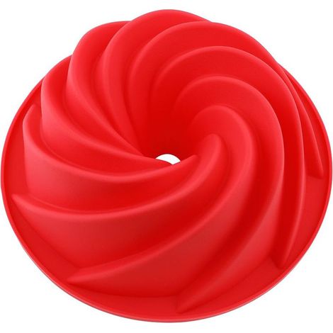 Moule à gâteau en silicone, forme spirale, coloris rouge