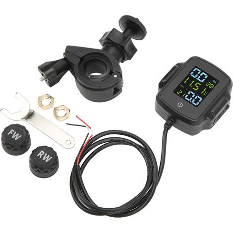 Système de surveillance de la pression des pneus pour motos avec 2 capteurs externes TPMS, chargement USB 12 V et affichage haute précision (1/5)