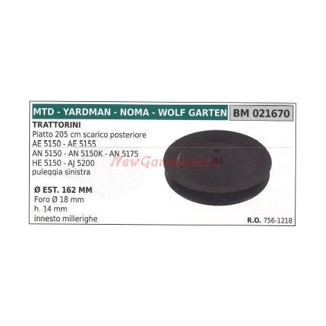 Puleggia per trattorino rasaerba tagliaerba AE 5150 MTD 021670