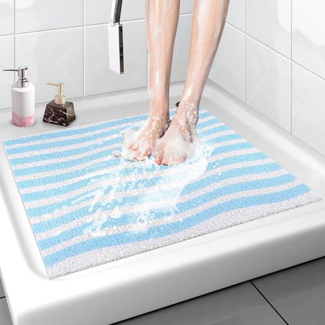 Alfombrilla de ducha antideslizante, 60 x 60 cm, suave y cómoda, con desagüe, de secado rápido y fácil de limpiar. (1/5)