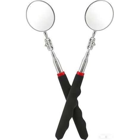 Lot de 2 miroirs d'inspection télescopiques - Extensible jusqu'à 72 cm Miroir circulaire rotatif à 360° pour un contrôle précis pliable mécaniciens, fabricants d'outils et (1/5)