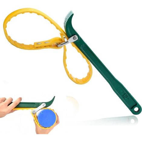 Chiave per filtro olio regolabile con fascia in gomma e impugnatura ergonomica, 30,5 cm (12 pollici), fascia larga 2,5 cm, apri-filtro olio con fascia in silicone. (1/5)
