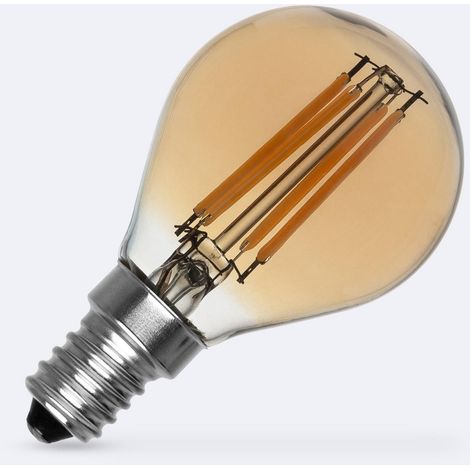 Bombilla Filamento LED E14 Casquillo Fino 6W 600 lm P45 Vela Gold No Flicker 2700K Blanco Cálido