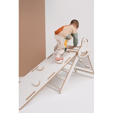 Scala Pikler, parete da arrampicata + scivolo a grandi nuvole (1/5)