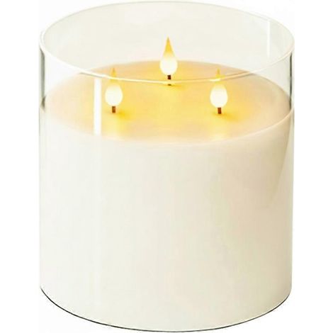 Bougies extra larges sans flamme de 150 x 150 cm (6' x 6') à 3 mèches en verre avec télécommande pour la décoration de fêtes à la maison (1/5)
