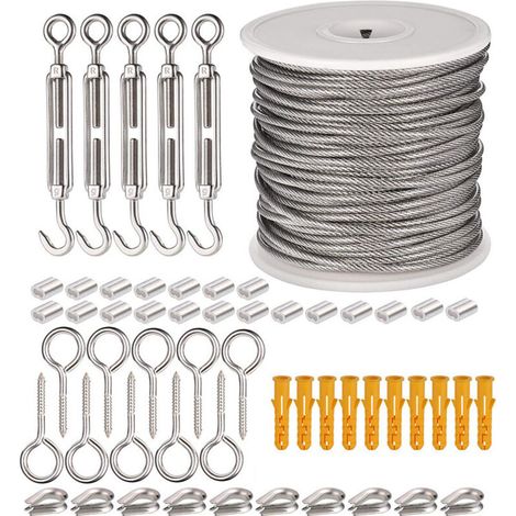 Kit de Câble de Jardin pour Supporter, Enduit de PVC, Kit de Câbles Lourdes en Acier Inoxydable 304, Câble de Jardin Lourd Antirouille, Kit de Câble de Photo & Plantes Grimpantes