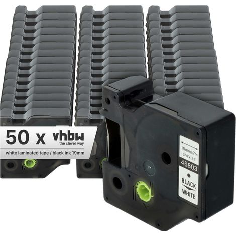 vhbw 50x Label Tape compatible with Dymo LabelMaker PC2, PC Label Printer 7m x 19 mm, Black on White (1/4)