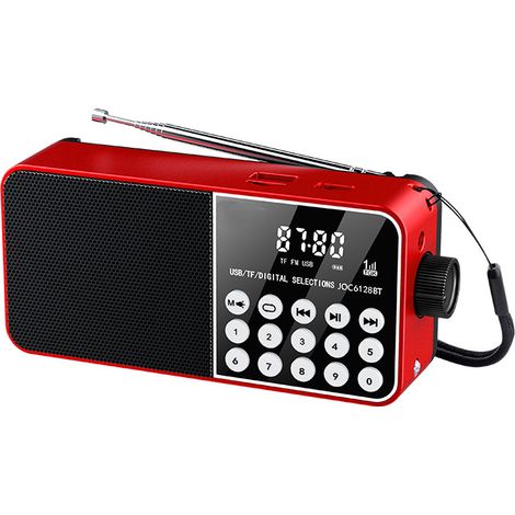 Haut-parleur ra portable, ra FM portable, ra multifonction, prend en charge la carte TF, rouge. (1/5)