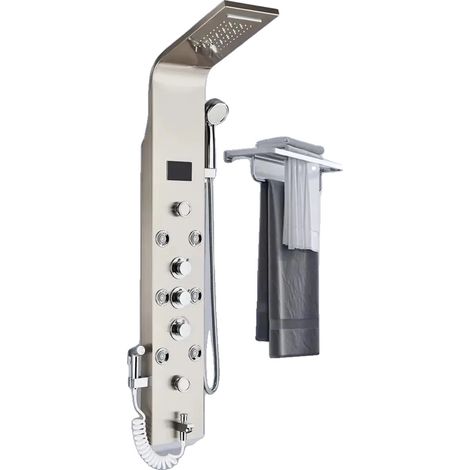 Panel de ducha, sistema de tres manijas, iluminación LED integrada, LT 8009 Níquel (1/2)