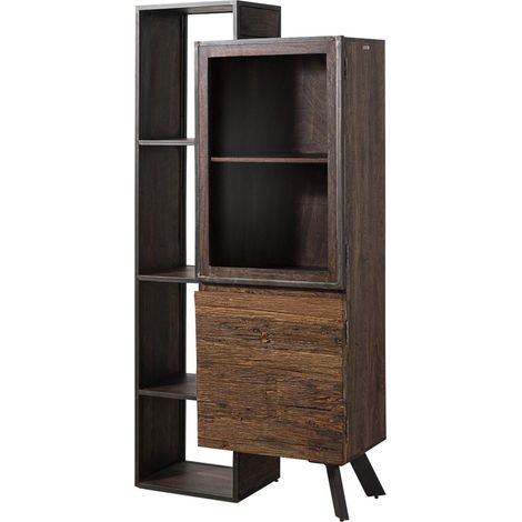 Vitrine Akazie / Altholz 90x40x183 braun lackiert SEVILLA 03