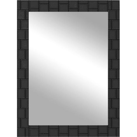 Specchio da parete di design 80 x 60 cm ampia superficie riflettente installazione verticale e orizzontale legno nero 200012864