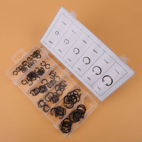 Assortiment de 100 circlips à ressort de 11 à 21 mm (6 tailles) avec boîte (1/5)