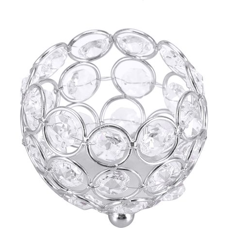 Porte-bougies chauffe-plat en cristal, centres de table pour décoration de mariage (argenté, diamètre 8 cm) (1/5)