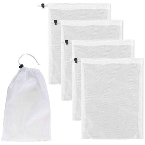 4 Sacs de Nettoyage de Piscine, Sacs filtrants en Maille Fine pour aspirateur de Piscine, Sacs en Maille avec Cordon de Traction et de Verrouillage pour Le Nettoyage des Feuilles de Piscine
