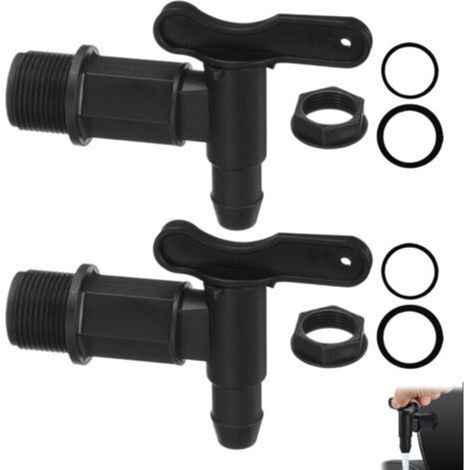 2PCS Robinet Cuve Plastique Robinets pour Citerne De Pluie 3/4" Adaptateur Tuyau Arrosage Robinet De Tonneau pour seaux Robinets de Rechange pour distributeurs de vin