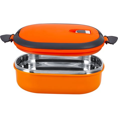Boîte isotherme en acier inoxydable à 1 compartiment, orange, idéale pour le dîner, le repas ou le déjeuner. (1/5)