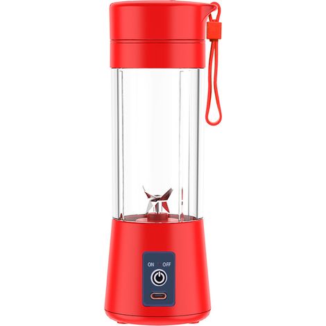 (Rouge) Petit extracteur de jus rechargeable pour la maison, mini extracteur de jus à tasse (1/4)