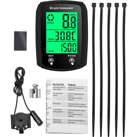 Compteur de vélo – Affichage de la vitesse en temps réel – Conception étanche – Grand écran LCD – Commande tactile (1/4)