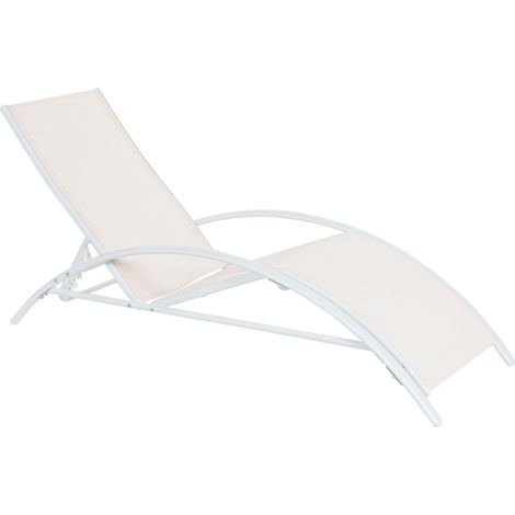 Sdraio beige con telaio in acciaio bianco Gaeta