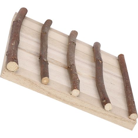 Gamelle en bois naturel pour hamster, plateforme d'escalade en deux parties, tige de meulage des dents pour chinchilla, hérisson et autres petits animaux de compagnie (1/5)