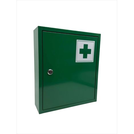 Relaxdays medicine cabinet, lockable, 3 shelves, HxWxD: 36 x 31 x 10 cm, for medications, wall-mounted, green