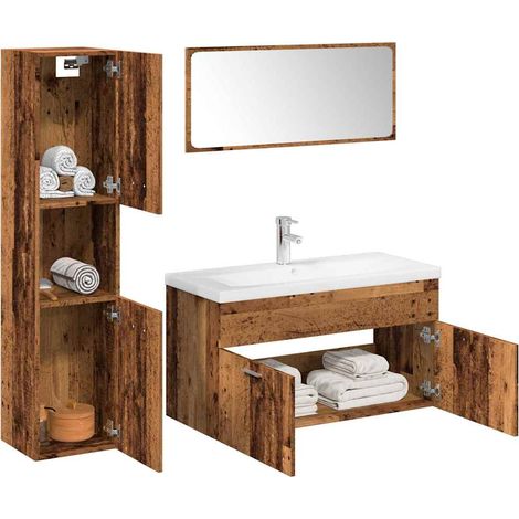 Ensemble de meubles salle de bain 5 pcs bois d'ingénierie (1/5)
