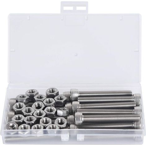M8x60mm Acier inoxydable 304 Pièces Mécaniques Bouton à tête hexagonale Socket Tête Câble Boulons Vis avec écrous(boulon 20PCS, écrou 20PCS) (1/5)